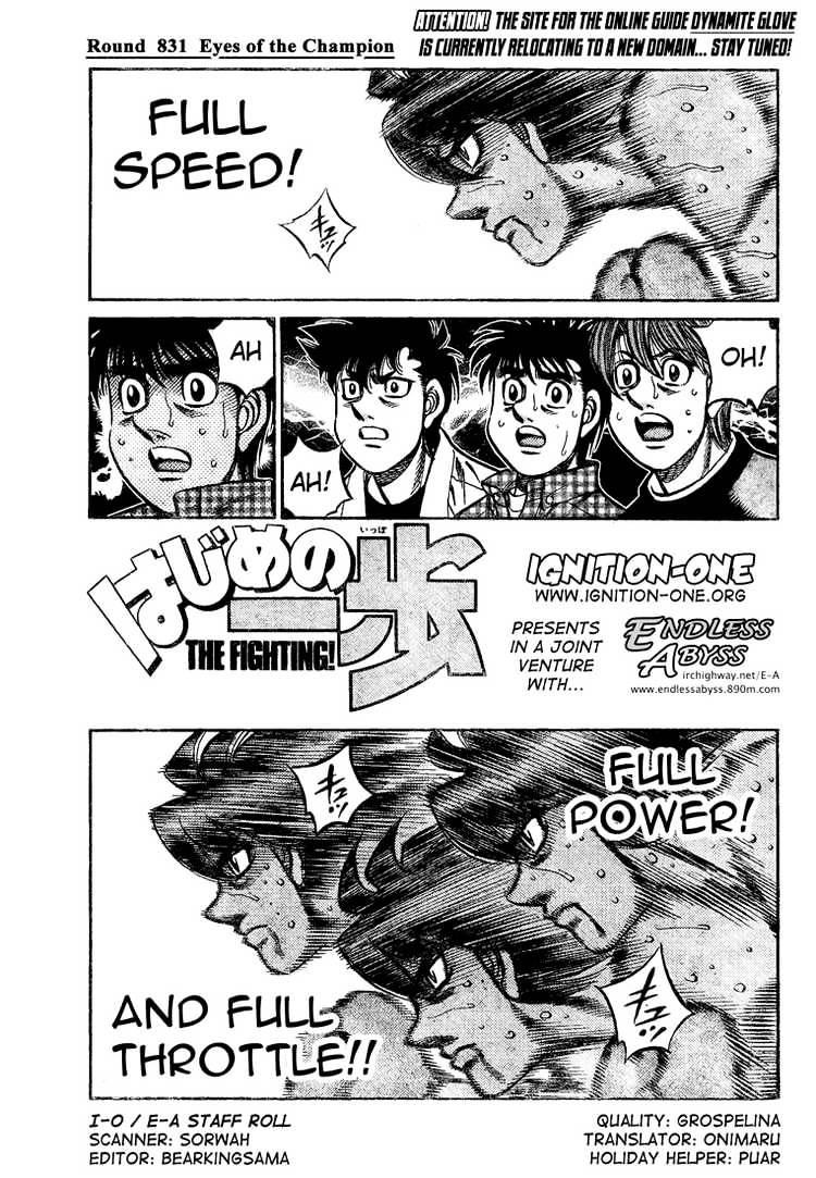 Hajime no Ippo: Fighting Spirit, Chapter 831 image 01